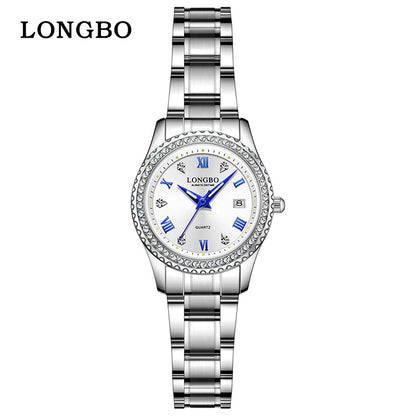 Men's Quartz Watch With Stainless Steel Strap And Single Folding Buckle, Featuring Tempered Glass Mirror And Pointer Display