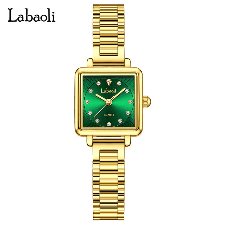 Women's Quartz Watch With Stainless Steel Strap And Jewelry Buckle, Featuring Tempered Glass Mirror And Pointer Display
