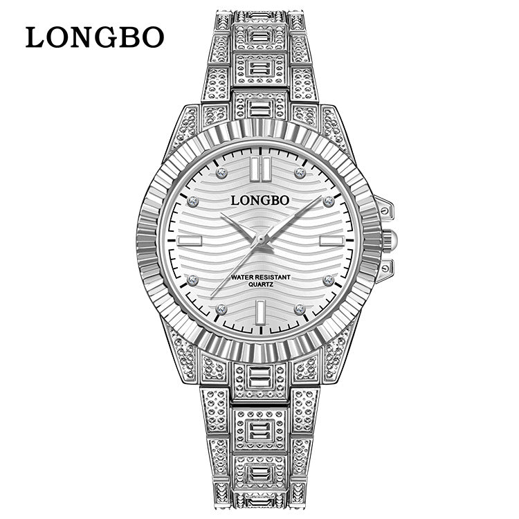 Unisex Quartz Watch With Stainless Steel Strap And Single Folding Buckle, Featuring Tempered Glass Mirror And Pointer Display