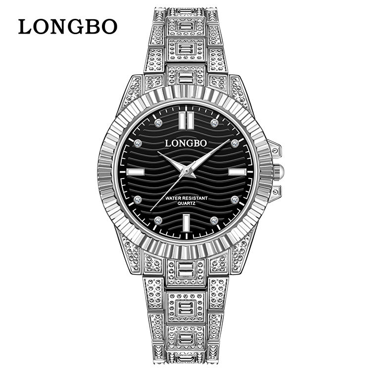 Unisex Quartz Watch With Stainless Steel Strap And Single Folding Buckle, Featuring Tempered Glass Mirror And Pointer Display