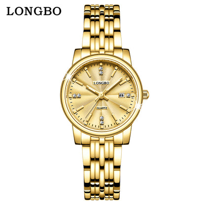 Unisex Quartz Watch With Stainless Steel Strap And Single Folding Buckle, Featuring Tempered Glass Mirror And Pointer Display