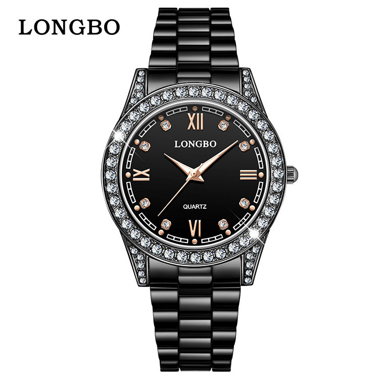 Quartz Watch Unisex With Stainless Steel Strap, Single Folding Buckle, Tempered Glass, Pointer Display, Round Dial