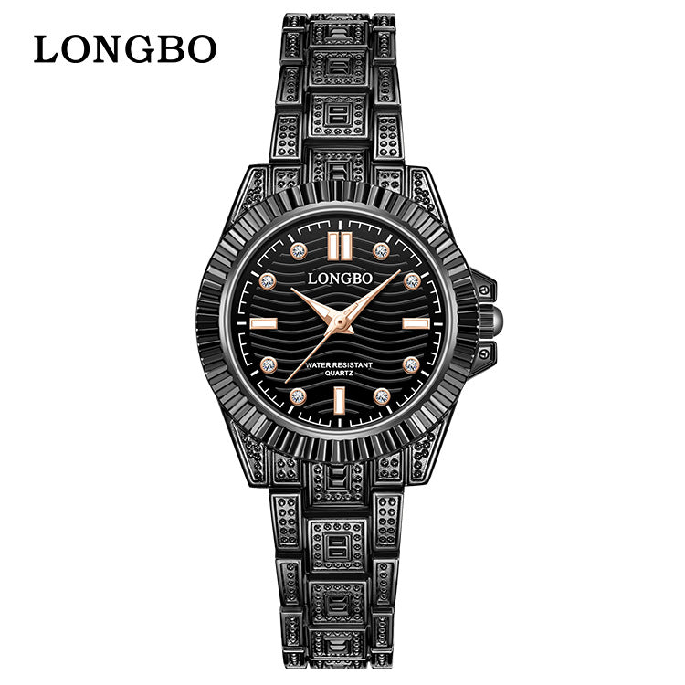 Unisex Quartz Watch With Stainless Steel Strap And Single Folding Buckle, Featuring Tempered Glass Mirror And Pointer Display