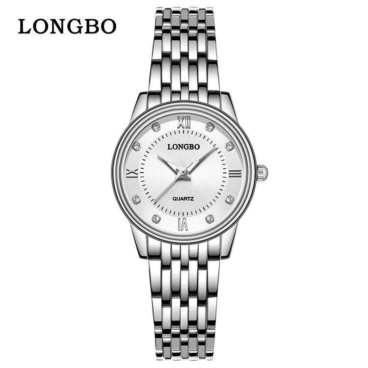 Men's Quartz Watch With Stainless Steel Strap, Tempered Glass Mirror, Pointer Display, And Single Folding Buckle