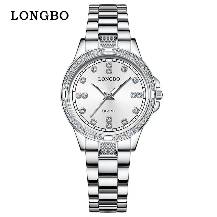Unisex Quartz Watch With Stainless Steel Strap And Single Folding Buckle, Featuring Tempered Glass Mirror And Pointer Display