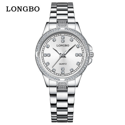 Unisex Quartz Watch With Stainless Steel Strap And Single Folding Buckle, Featuring Tempered Glass Mirror And Pointer Display