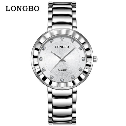 Quartz Watch With Stainless Steel Strap And Single Folding Buckle, Featuring Tempered Glass Mirror, Pointer Display, And Round Dial