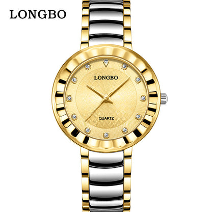 Quartz Watch With Stainless Steel Strap And Single Folding Buckle, Featuring Tempered Glass Mirror, Pointer Display, And Round Dial