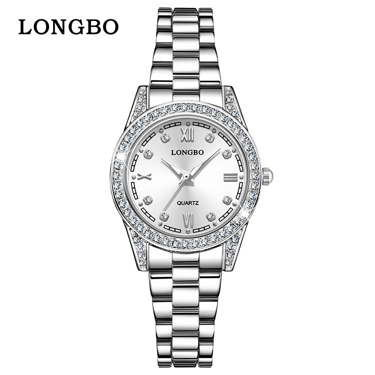 Quartz Watch Unisex With Stainless Steel Strap, Single Folding Buckle, Tempered Glass, Pointer Display, Round Dial