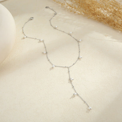 Geometric Necklace For Women In 304 Stainless Steel With Electroplated 18K Real Gold Plated Finish And Rhinestone Inlay