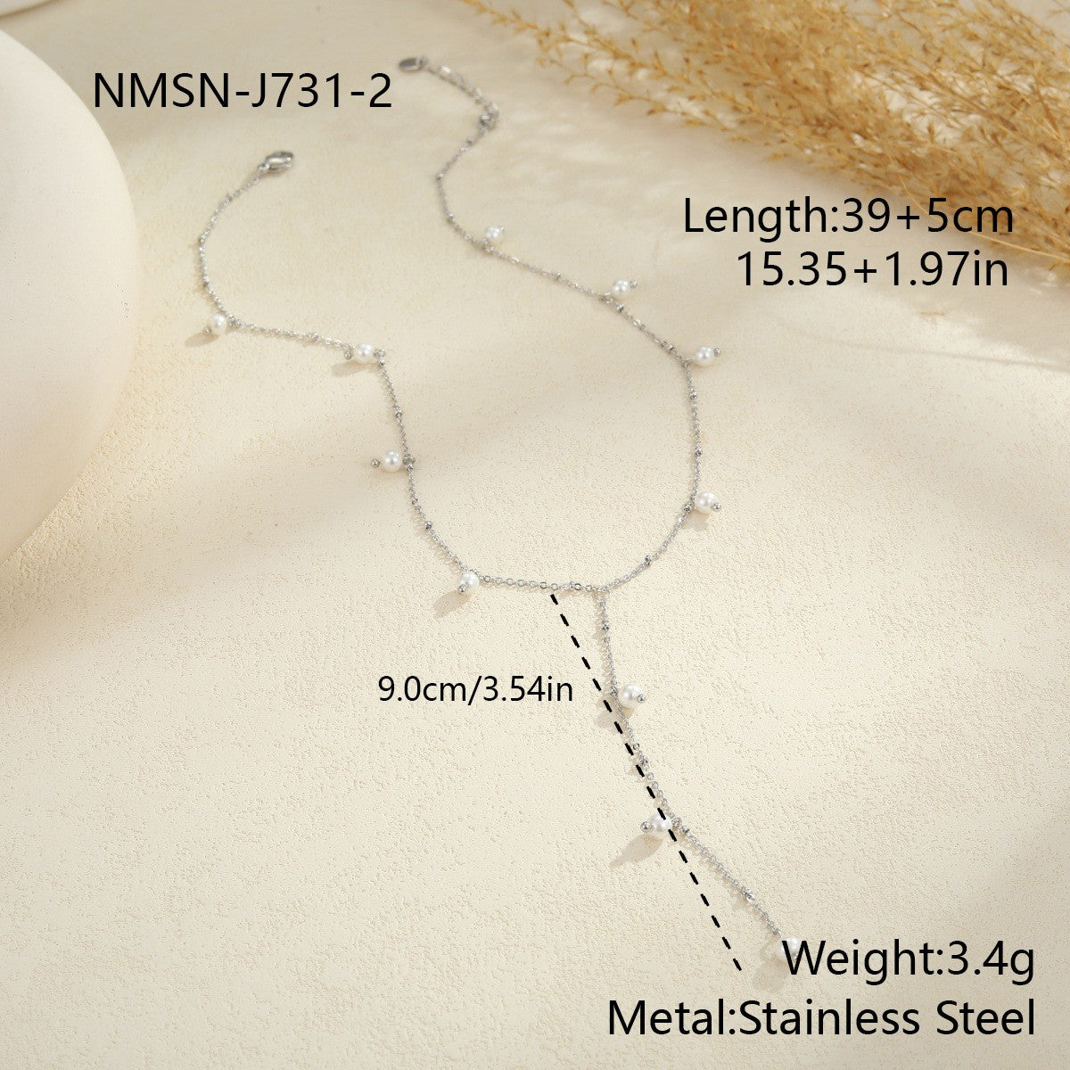 Geometric Necklace For Women In 304 Stainless Steel With Electroplated 18K Real Gold Plated Finish And Rhinestone Inlay