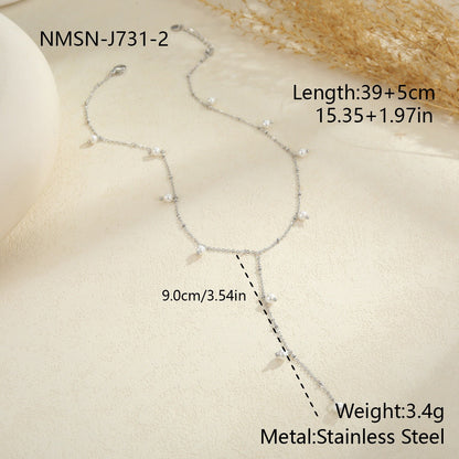 Geometric Necklace For Women In 304 Stainless Steel With Electroplated 18K Real Gold Plated Finish And Rhinestone Inlay