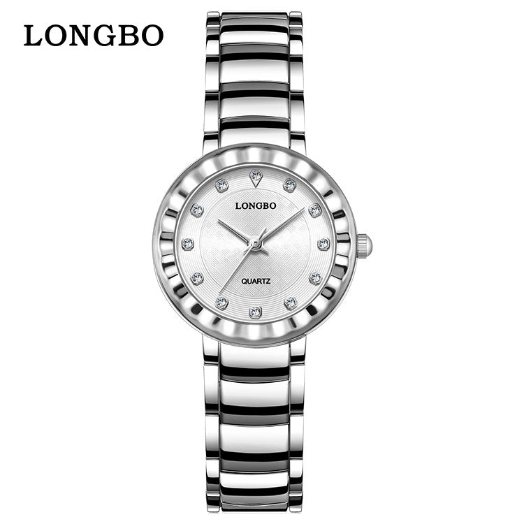 Quartz Watch With Stainless Steel Strap And Single Folding Buckle, Featuring Tempered Glass Mirror, Pointer Display, And Round Dial