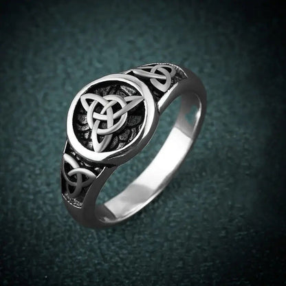 Celtic Knot Open Rings For Unisex Featuring Ethnic Style Copper With Rhinestones, Witches Knot Jewelry