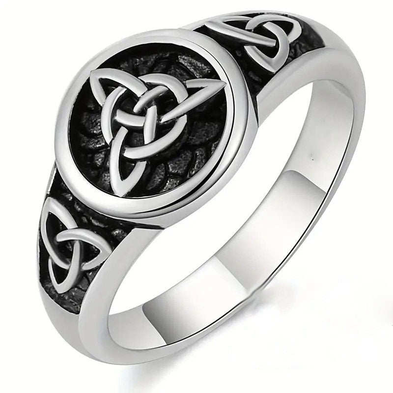 Celtic Knot Open Rings For Unisex Featuring Ethnic Style Copper With Rhinestones, Witches Knot Jewelry