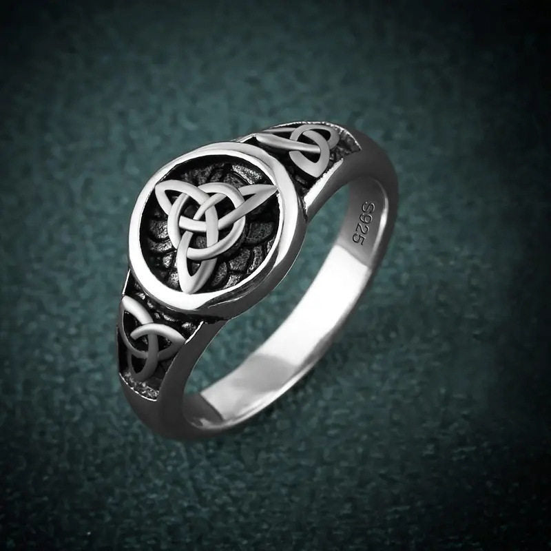 Celtic Knot Open Rings For Unisex Featuring Ethnic Style Copper With Rhinestones, Witches Knot Jewelry