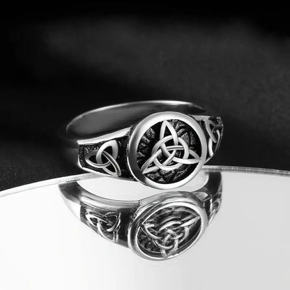 Celtic Knot Open Rings For Unisex Featuring Ethnic Style Copper With Rhinestones, Witches Knot Jewelry