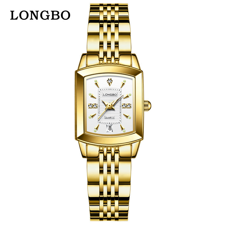 Quartz Watch Unisex With Stainless Steel Strap, Butterfly Double Snap Buckle, Tempered Glass Mirror, Pointer Display