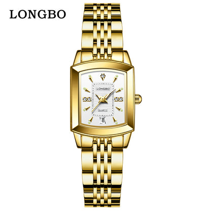 Quartz Watch Unisex With Stainless Steel Strap, Butterfly Double Snap Buckle, Tempered Glass Mirror, Pointer Display