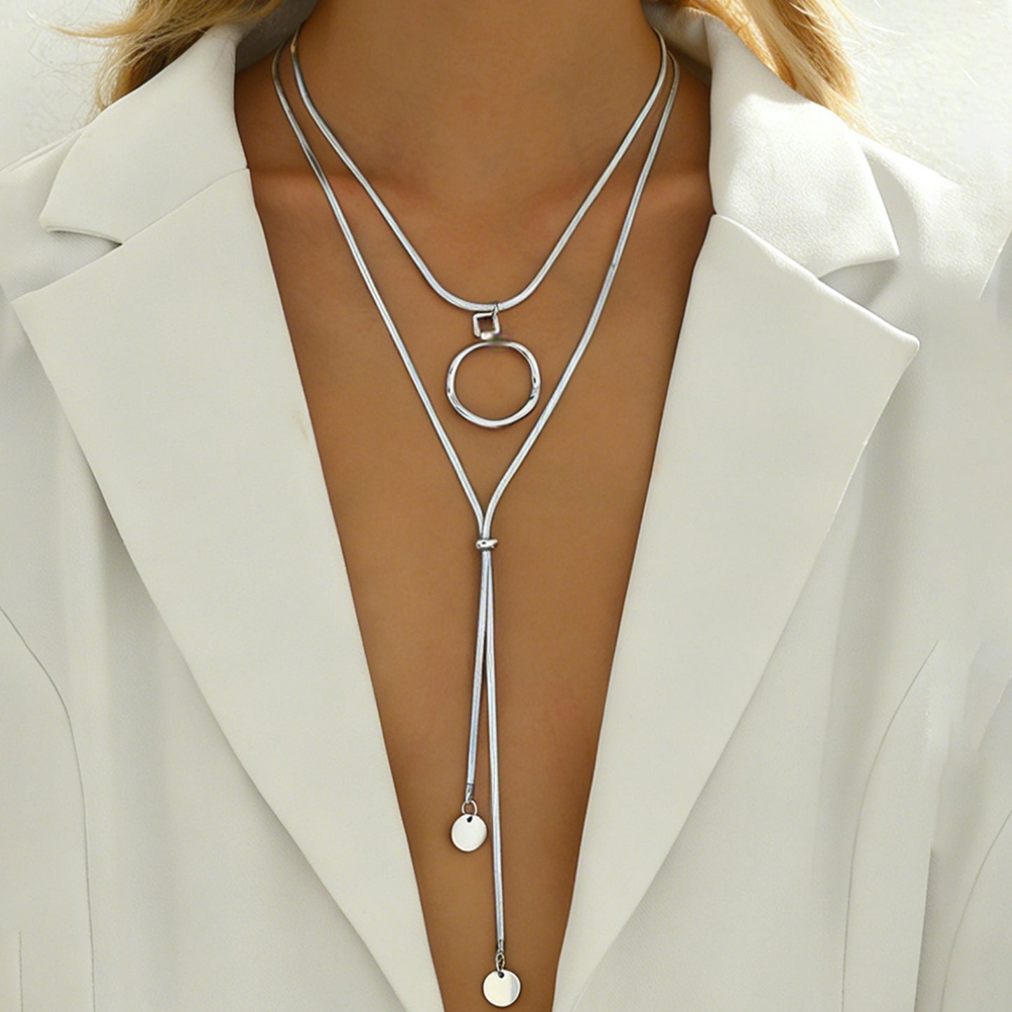 Geometric Necklace For Unisex Featuring Durable 201 Stainless Steel Material