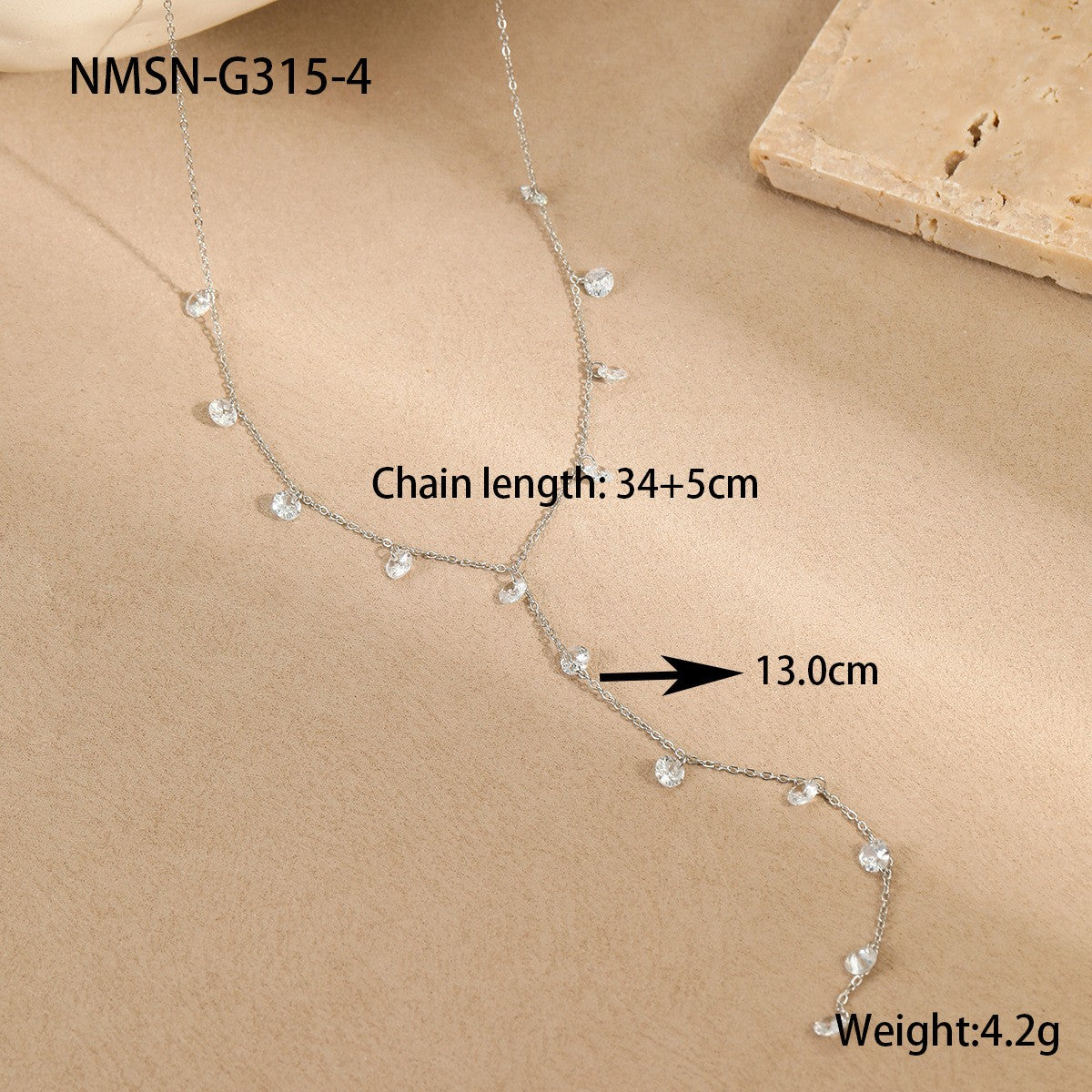 Geometric Necklace For Women In 304 Stainless Steel With Electroplated 18K Real Gold Plated Finish And Rhinestone Inlay