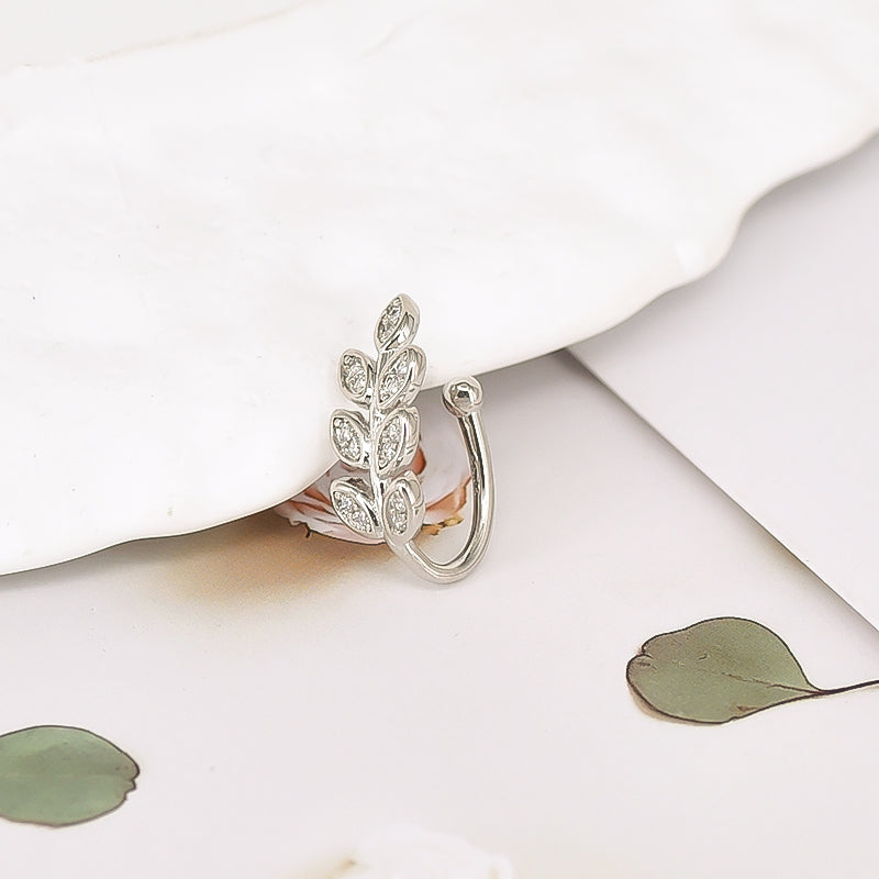 Leaves Ear Cuffs For Women In Hypoallergenic Copper With 18K Real Gold Plated And Zircon Inlay