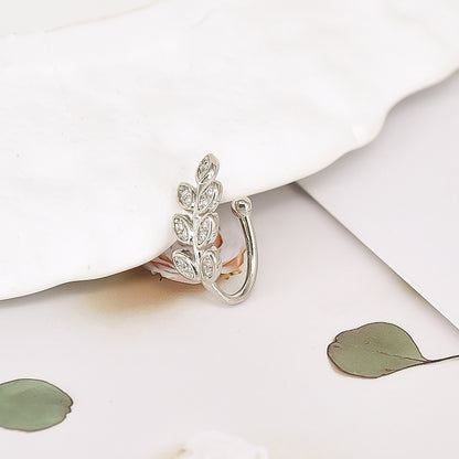 Leaves Ear Cuffs For Women In Hypoallergenic Copper With 18K Real Gold Plated And Zircon Inlay