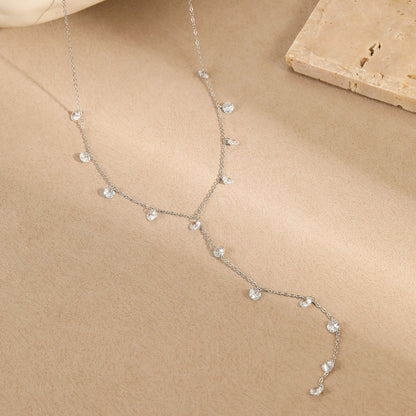 Geometric Necklace For Women In 304 Stainless Steel With Electroplated 18K Real Gold Plated Finish And Rhinestone Inlay