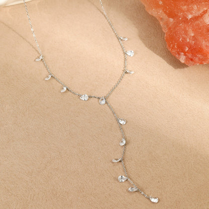 Geometric Necklace For Women In 304 Stainless Steel With Electroplated 18K Real Gold Plated Finish And Rhinestone Inlay