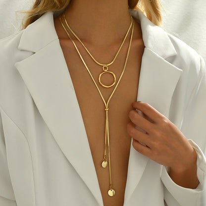 Geometric Necklace For Unisex Featuring Durable 201 Stainless Steel Material