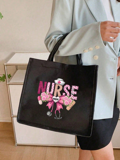 Women’s Square Polyester Cosmetic Bag With Cross Pattern, Suitable For All Seasons And Nurses Day Gift