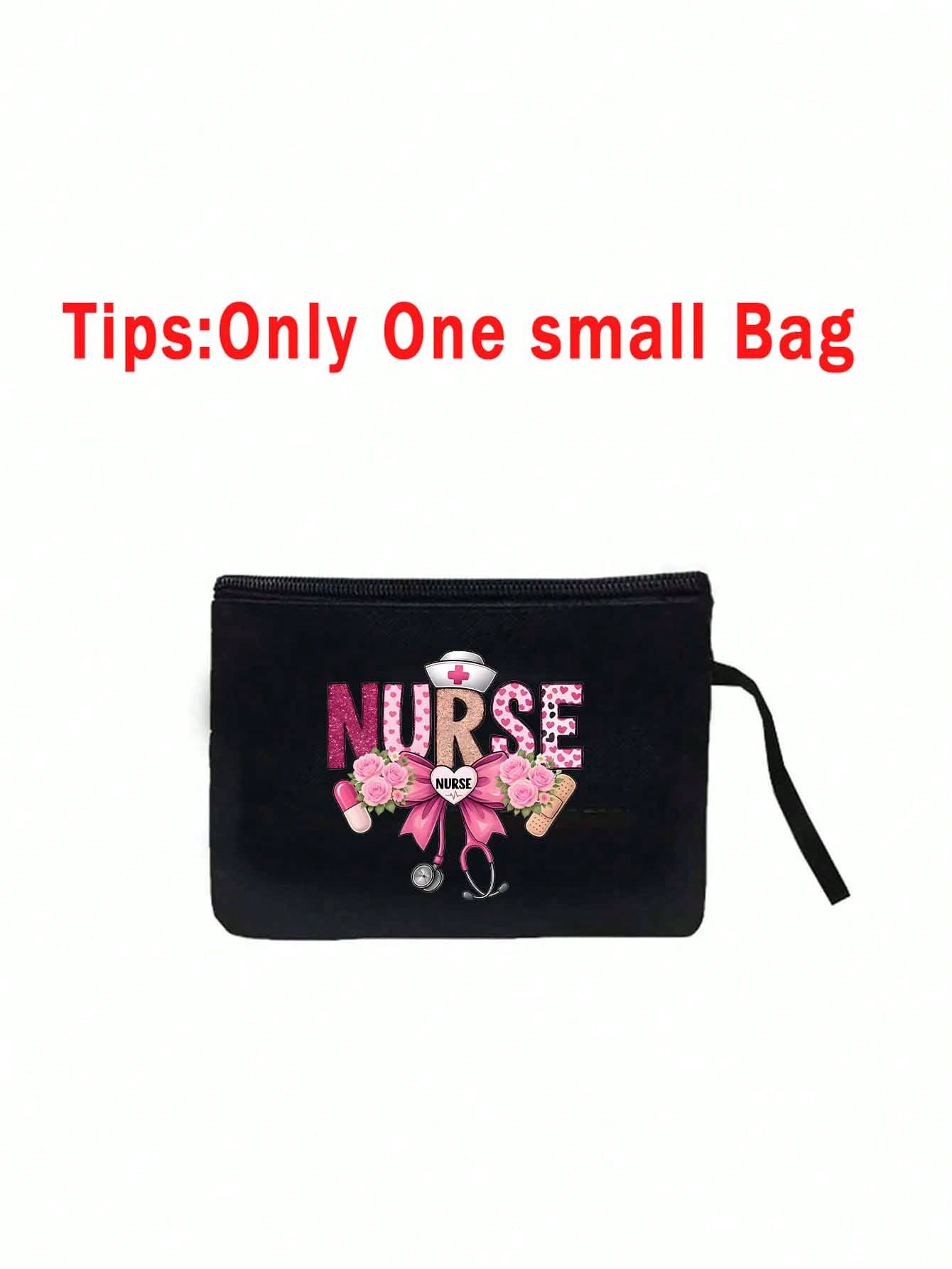 Women’s Square Polyester Cosmetic Bag With Cross Pattern, Suitable For All Seasons And Nurses Day Gift