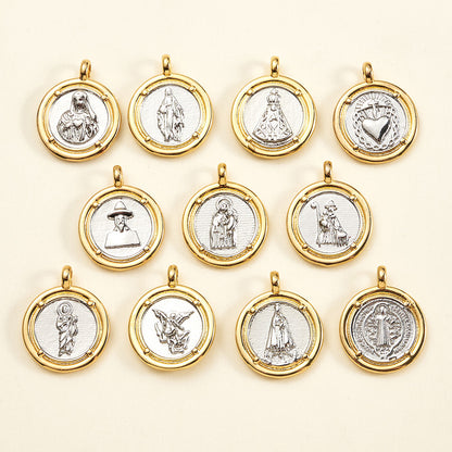 Round Copper Pendant With 18K Gold Plating, Electroplated Process, Thickness 0.05µm-0.08µm, 1 Pc/Package