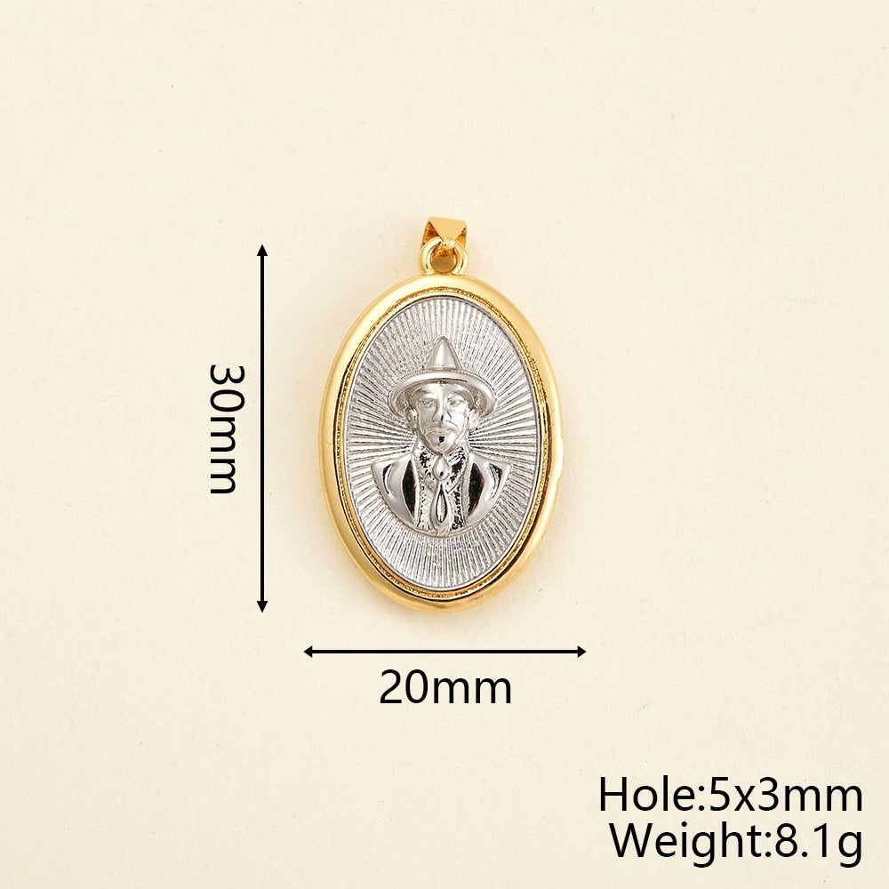 Virgin Mary Copper Pendant With 18K Gold Plated Electroplated Finish, 0.05µm-0.08µm Thickness, 1 Pc Package