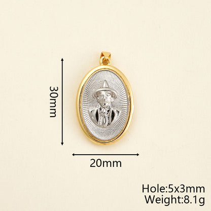 Virgin Mary Copper Pendant With 18K Gold Plated Electroplated Finish, 0.05µm-0.08µm Thickness, 1 Pc Package