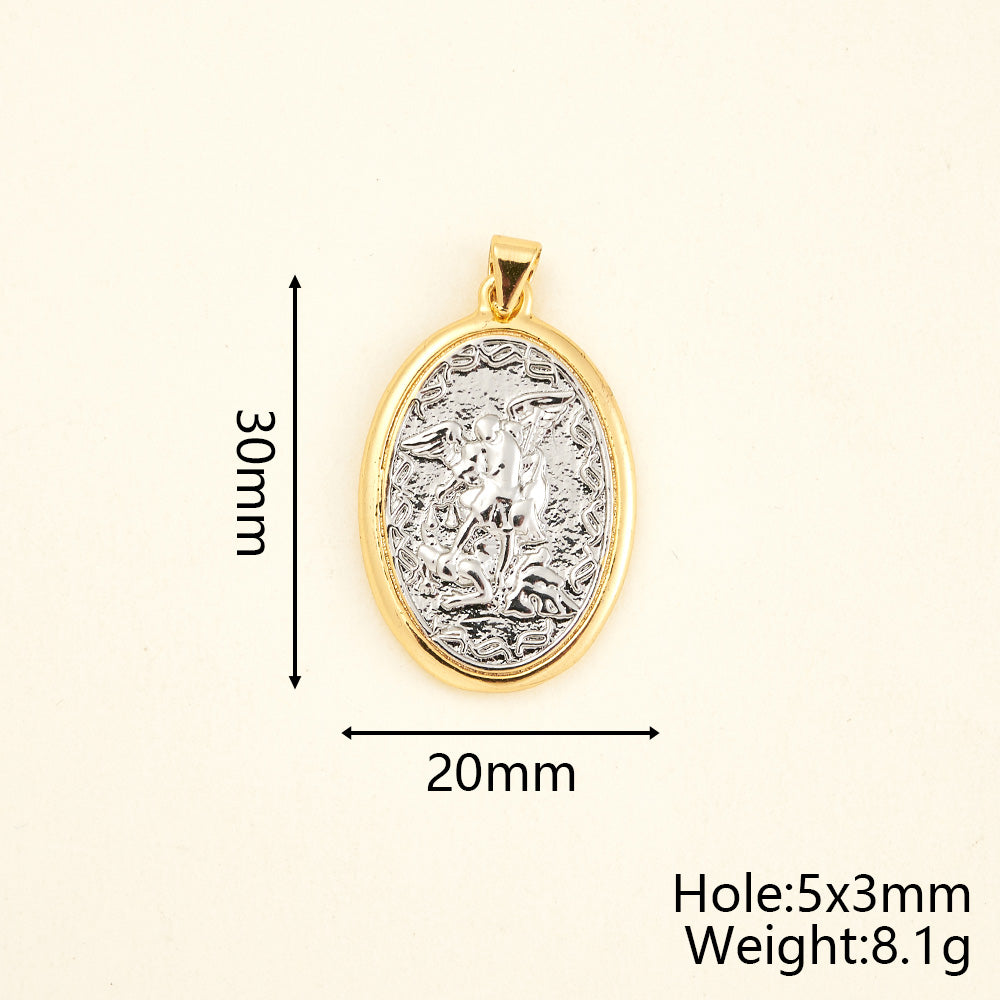 Virgin Mary Copper Pendant With 18K Gold Plated Electroplated Finish, 0.05µm-0.08µm Thickness, 1 Pc Package