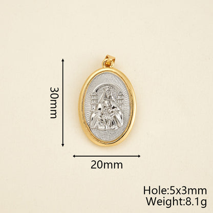 Virgin Mary Copper Pendant With 18K Gold Plated Electroplated Finish, 0.05µm-0.08µm Thickness, 1 Pc Package