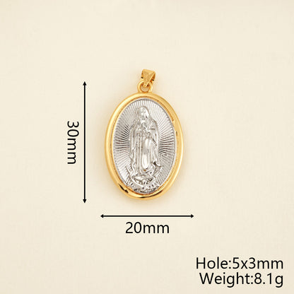 Virgin Mary Copper Pendant With 18K Gold Plated Electroplated Finish, 0.05µm-0.08µm Thickness, 1 Pc Package