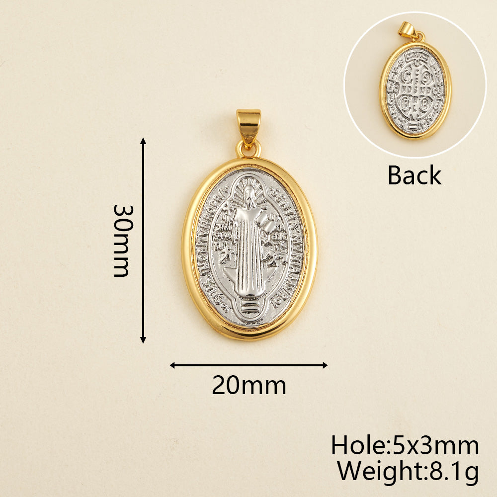 Virgin Mary Copper Pendant With 18K Gold Plated Electroplated Finish, 0.05µm-0.08µm Thickness, 1 Pc Package