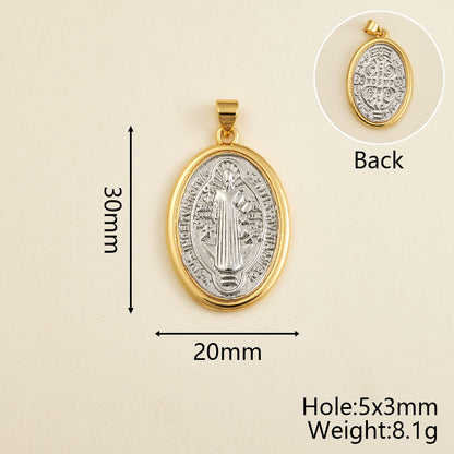 Virgin Mary Copper Pendant With 18K Gold Plated Electroplated Finish, 0.05µm-0.08µm Thickness, 1 Pc Package