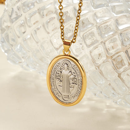 Virgin Mary Copper Pendant With 18K Gold Plated Electroplated Finish, 0.05µm-0.08µm Thickness, 1 Pc Package