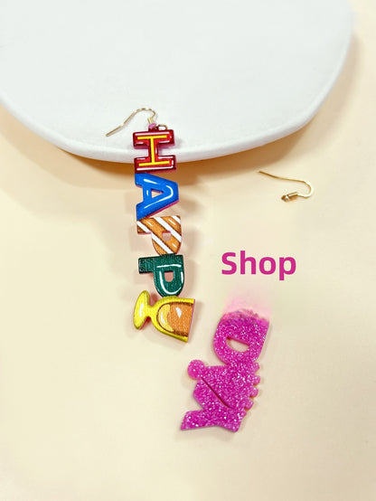 Hip-Hop Multicolor Acrylic Letter Earrings For Stylish Statement Looks