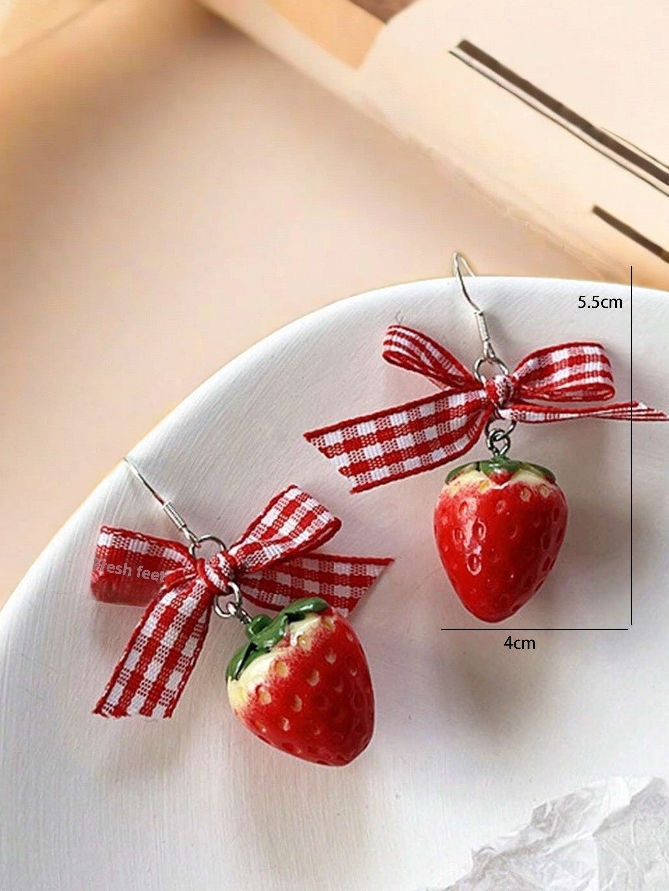 Cute Red Acrylic Strawberry Drop Earrings For Stylish Everyday Wear