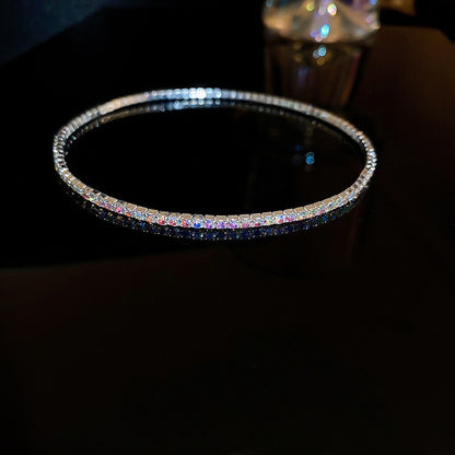 Simple Style Copper Anklet With Bezel Setting Featuring Geometric Rhinestones, 14K Real Gold Plated With 0.03µm Thickness