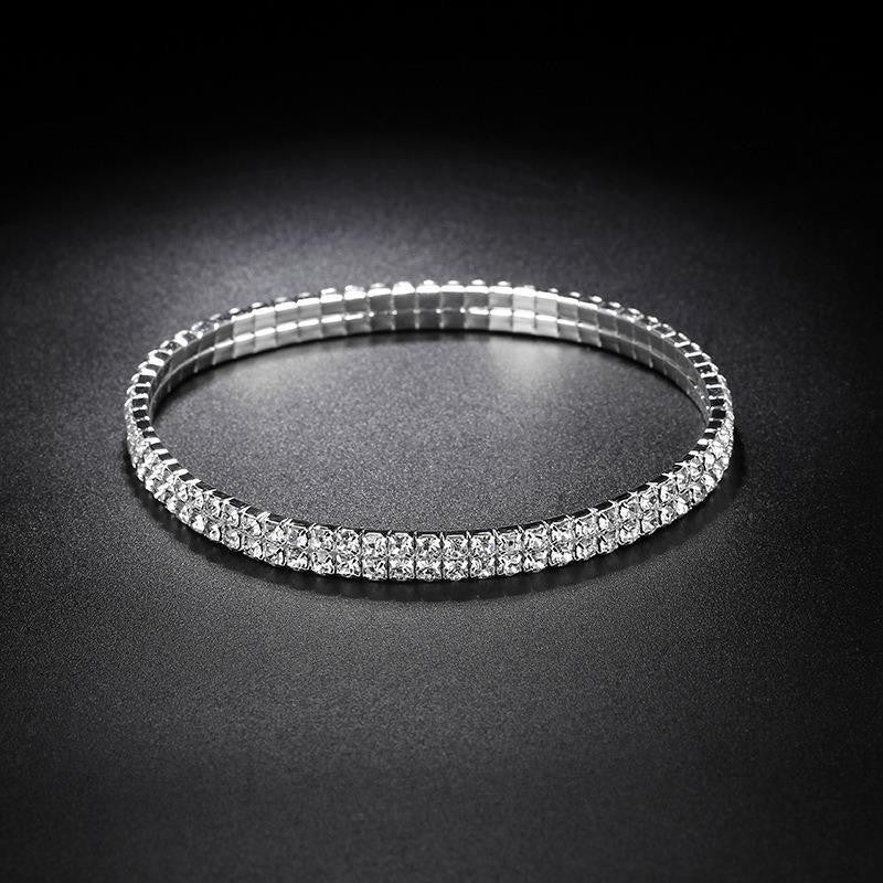 Simple Style Copper Anklet With Bezel Setting Featuring Geometric Rhinestones, 14K Real Gold Plated With 0.03µm Thickness