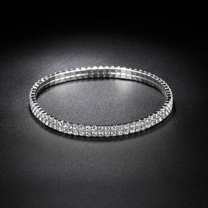 Simple Style Copper Anklet With Bezel Setting Featuring Geometric Rhinestones, 14K Real Gold Plated With 0.03µm Thickness