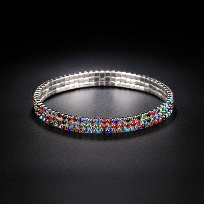 Simple Style Copper Anklet With Bezel Setting Featuring Geometric Rhinestones, 14K Real Gold Plated With 0.03µm Thickness