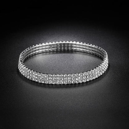 Simple Style Copper Anklet With Bezel Setting Featuring Geometric Rhinestones, 14K Real Gold Plated With 0.03µm Thickness