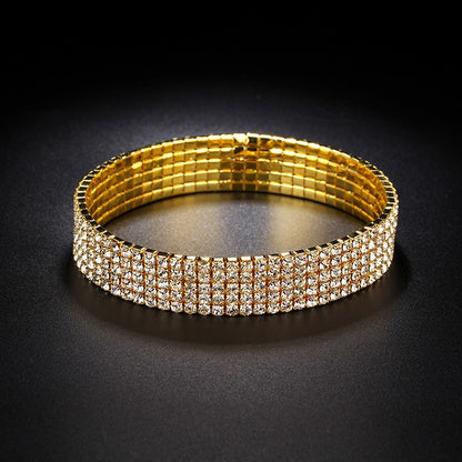Simple Style Copper Anklet With Bezel Setting Featuring Geometric Rhinestones, 14K Real Gold Plated With 0.03µm Thickness