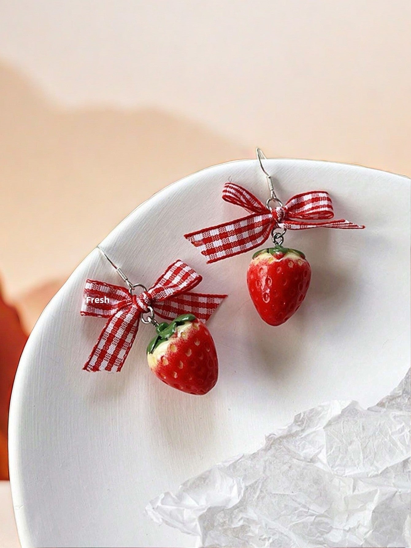 Cute Red Acrylic Strawberry Drop Earrings For Stylish Everyday Wear